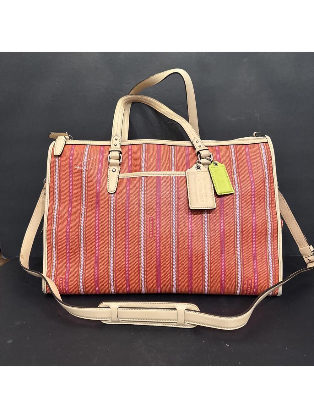 Coach Legacy 23490, Striped Diaper Bag W Changing Pad 15.75” W X 12” H X 4.5” D